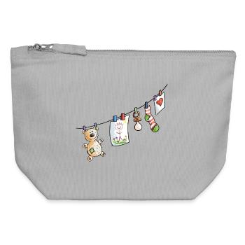 Vêtements de bébé ligne - bébé - sucettes - Jouets - Pochette zippée en toile 12 x 13 cm - gris chiné - Devant