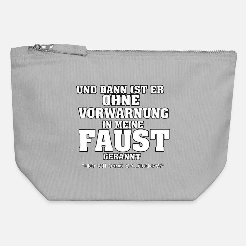 Vorwarnung Faust Motiv - Canvas Reißverschluss-Täschchen (12 x 13 cm) - Grau meliert