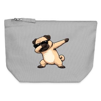 Dabbing Pug - Canvas Zip Pouch 12 x 13 cm - sports grey - Front