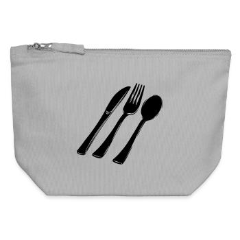 Cutlery fork spoon and knife - Canvas Zip Pouch 12 x 13 cm - sports grey - Front