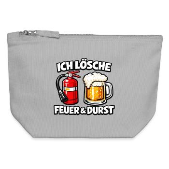 Ich Lösche Feuer & Durst - Bierfeuer Humor - Canvas Reißverschluss-Täschchen (12 x 13 cm) - Grau meliert - Vorne