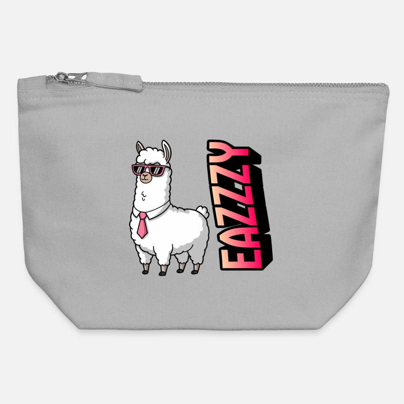 Lama im Anzug mit Pink-Sonnenbrille - Canvas Reißverschluss-Täschchen (12 x 13 cm) - Grau meliert