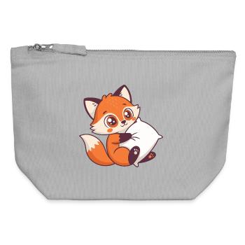 Fox Cozy and Pillow - Canvas Zip Pouch 12 x 13 cm - sports grey - Front