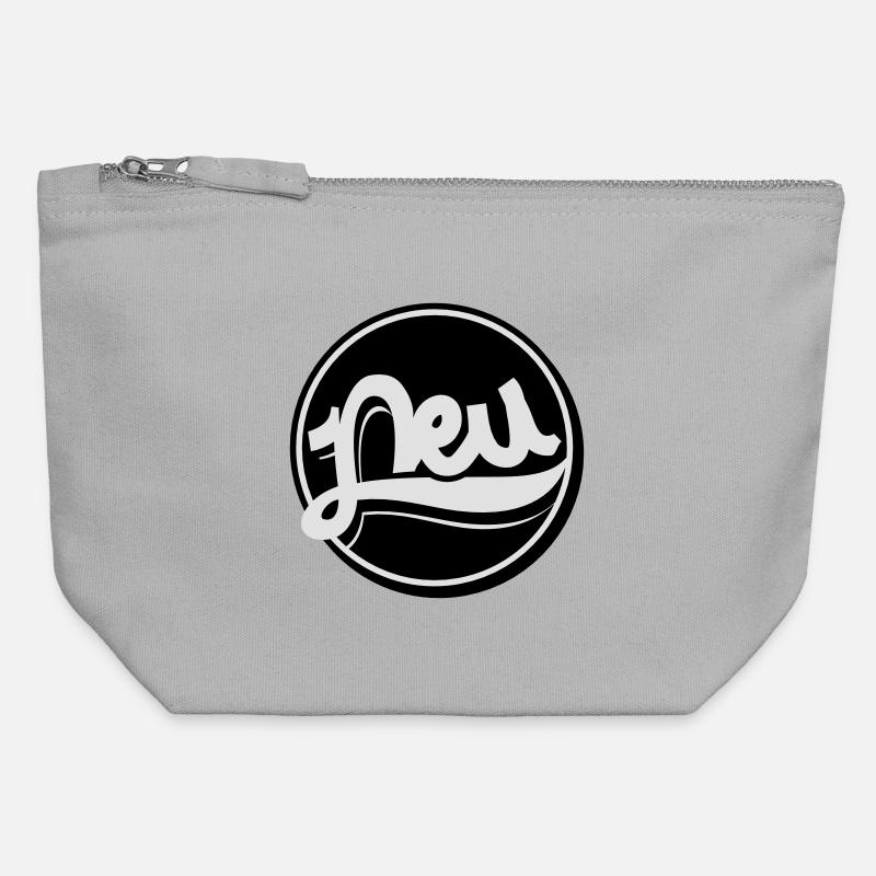 Neu Button, Störer, Neu, New - Canvas Reißverschluss-Täschchen (12 x 13 cm) - Grau meliert