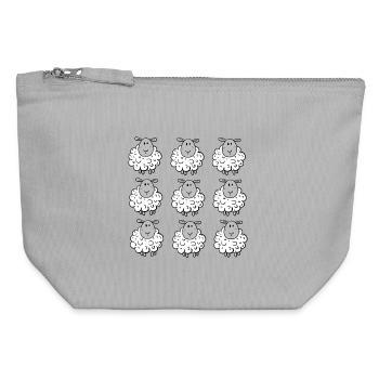 Troupeau de moutons drôle I moutons I moutons I cadeau - Pochette zippée en toile 12 x 13 cm - gris chiné - Devant