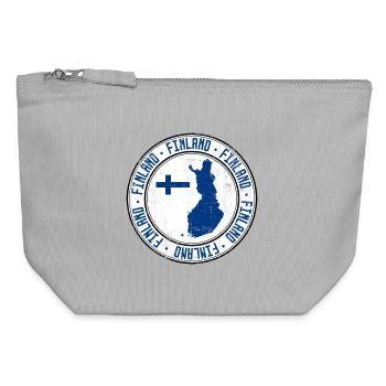 Finland Map Circular Crest with Flag - Canvas Zip Pouch 12 x 13 cm - sports grey - Front
