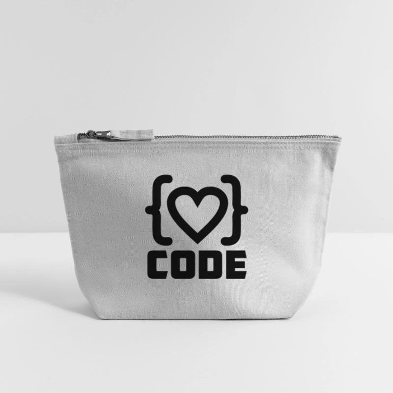 Herzprogrammierer Code Logo mit Text CODE Canvas Reißverschluss-Täschchen (12 x 13 cm)