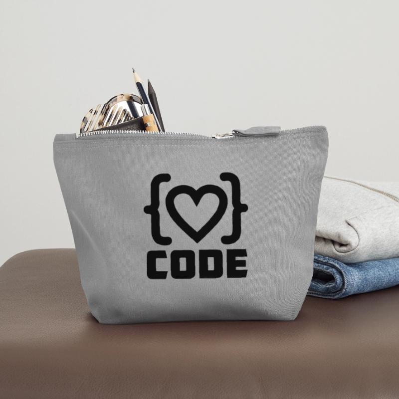 Herzprogrammierer Code Logo mit Text CODE Canvas Reißverschluss-Täschchen (12 x 13 cm)