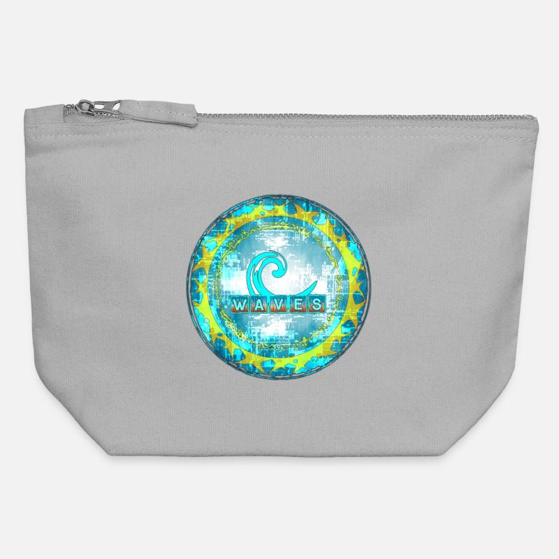 Abstract Waves Pattern - Canvas Zip Pouch 12 x 13 cm - sports grey