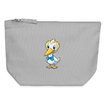 Basstölpel Niedliche Zeichentrickfigur Kawaii Clipart - Canvas Reißverschluss-Täschchen (12 x 13 cm) - Grau meliert - Vorne