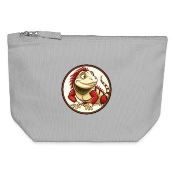 Iguana Colorful Kawaii Cartoon Character Clipart - Canvas Zip Pouch 12 x 13 cm - sports grey - Front