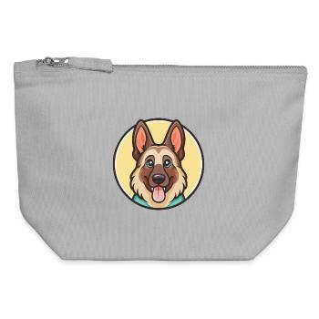 German Shepherd Dog Breed Cartoon Kawaii Clipart - Canvas Zip Pouch 12 x 13 cm - sports grey - Front