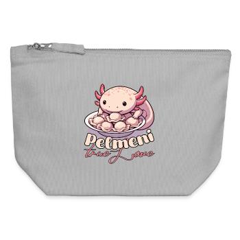 Axolotl Pelmeni wahre Liebe Geschenk - Canvas Reißverschluss-Täschchen (12 x 13 cm) - Grau meliert - Vorne