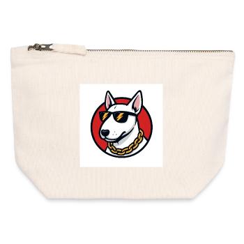 Cool bull terrier with sunglasses and gold chain - Canvas Zip Pouch 12 x 13 cm - nature - Front