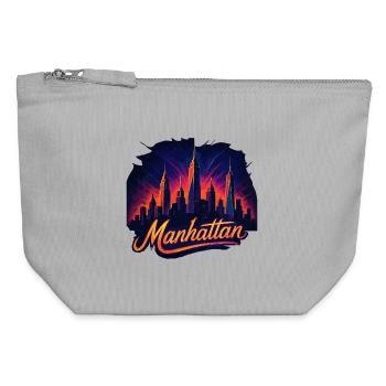 Manhattan Stadt New York Silhouette Geschenk - Canvas Reißverschluss-Täschchen (12 x 13 cm) - Grau meliert - Vorne