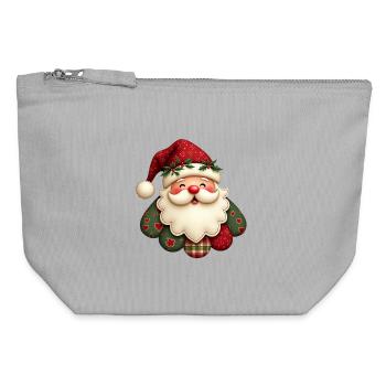 Kuscheliger Weihnachtsmann - Canvas Reißverschluss-Täschchen (12 x 13 cm) - Grau meliert - Vorne