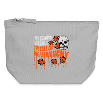 Ma saison préférée est La chute du patriarcat - Pochette zippée en toile 12 x 13 cm - gris chiné - Devant