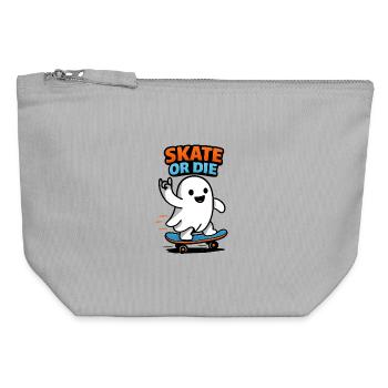 Ghost skater on skateboard - Canvas Zip Pouch 12 x 13 cm - sports grey - Front