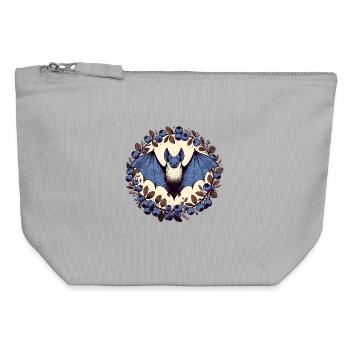 Cercle de la Chauve-souris bleues et des baies de lune - Pochette zippée en toile 12 x 13 cm - gris chiné - Devant
