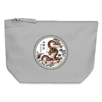 Chinesischer Drache - Canvas Reißverschluss-Täschchen (12 x 13 cm) - Grau meliert - Vorne