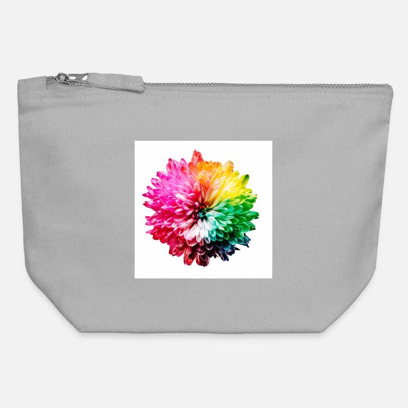Rainbow Blossom Explosion - Canvas Zip Pouch 12 x 13 cm - sports grey