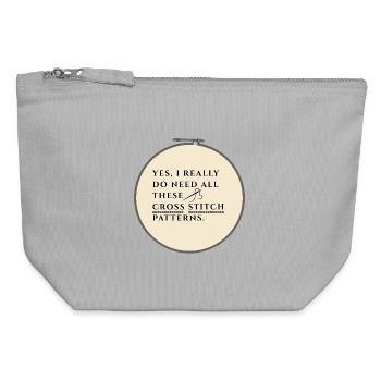 Cross Stitch Pattern Obsession - Canvas Zip Pouch 12 x 13 cm - sports grey - Front