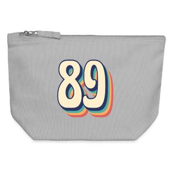 T-Shirt rétro Vintage numéro 89 quatre-vingt-neuf - Pochette zippée en toile 12 x 13 cm - gris chiné - Devant
