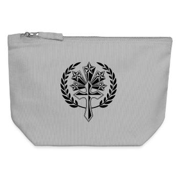 Cross in laurel wreath 5 stars logo - Canvas Zip Pouch 12 x 13 cm - sports grey - Front