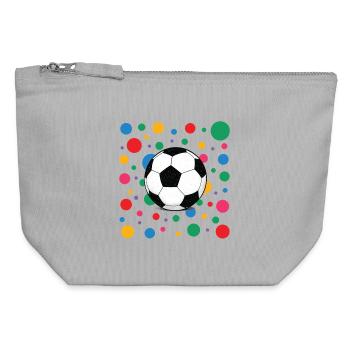 Spotty shirt Soccer Ball with Colourful Confetti - Canvas Zip Pouch 12 x 13 cm - sports grey - Front