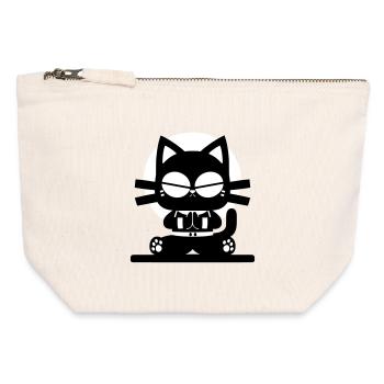 Zen Cat Meditation Minimal Design - Canvas Zip Pouch 12 x 13 cm - nature - Front