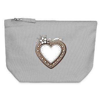 Gingerbread Heart Frame Tradition and love combined - Canvas Zip Pouch 12 x 13 cm - sports grey - Front