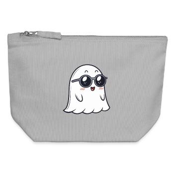 Fantôme Doux Lunettes Noires - Pochette zippée en toile 12 x 13 cm - gris chiné - Devant