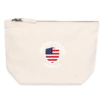 USA-Flagge im Schilddesign - Canvas Reißverschluss-Täschchen (12 x 13 cm) - Naturweiß - Vorne