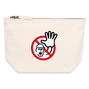 Panneau d’avertissement / Avertissement / Interdiction (Symbole / 3C) - Pochette zippée en toile 12 x 13 cm - blanc naturel - Devant