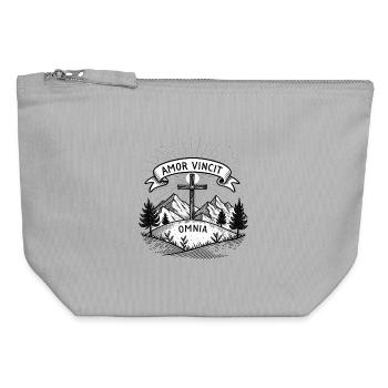 amor vincit omnia (Love overcomes all) - Canvas Zip Pouch 12 x 13 cm - sports grey - Front