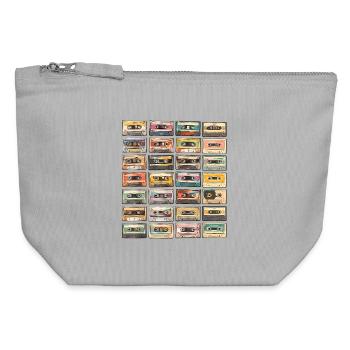 Cassettes rétro - Pochette zippée en toile 12 x 13 cm - gris chiné - Devant