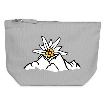 Sonne Bergblume Edelweiss - Canvas Reißverschluss-Täschchen (12 x 13 cm) - Grau meliert - Vorne