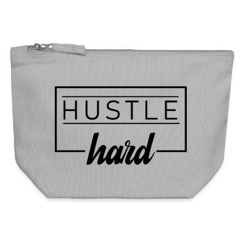 hustle hard - Canvas Reißverschluss-Täschchen (12 x 13 cm) - Grau meliert - Vorne