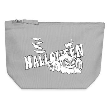 Halloween - Pochette zippée en toile 12 x 13 cm - gris chiné - Devant