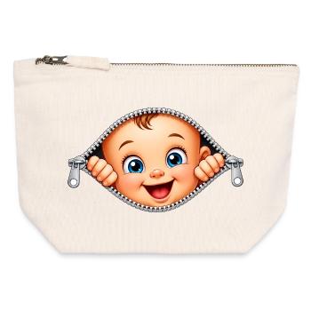 Pregnant woman looking baby through zipper swan - Canvas Zip Pouch 12 x 13 cm - nature - Front