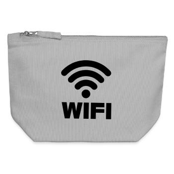 WIFI-Verbindung - Canvas Reißverschluss-Täschchen (12 x 13 cm) - Grau meliert - Vorne