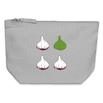 knoblauch 4er - Canvas Reißverschluss-Täschchen (12 x 13 cm) - Grau meliert - Vorne