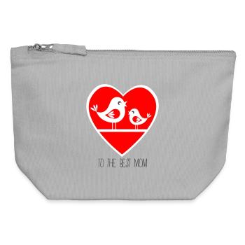Fête des Mères - Pochette zippée en toile 12 x 13 cm - gris chiné - Devant