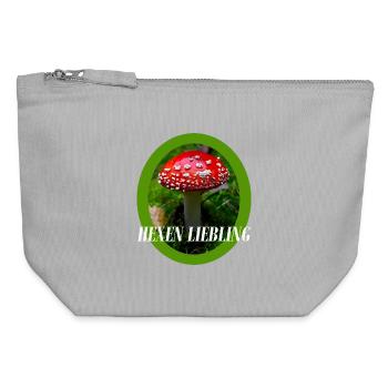 Conception du champignon - Pochette zippée en toile 12 x 13 cm - gris chiné - Devant