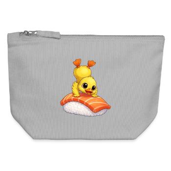 Cute Duck Pug Sushi Japanese Food - Canvas Zip Pouch 12 x 13 cm - sports grey - Front