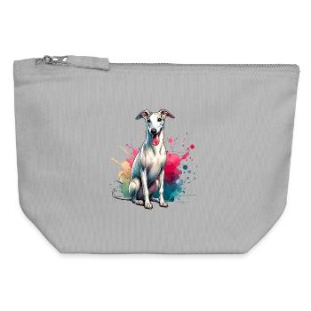 Windhund Geschenk - Canvas Reißverschluss-Täschchen (12 x 13 cm) - Grau meliert - Vorne