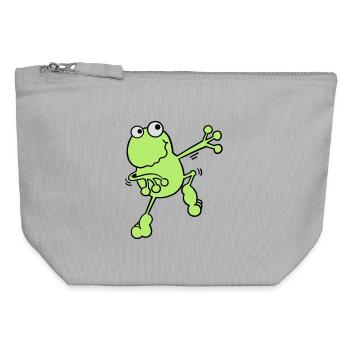 Tanzender Frosch - Canvas Reißverschluss-Täschchen (12 x 13 cm) - Grau meliert - Vorne