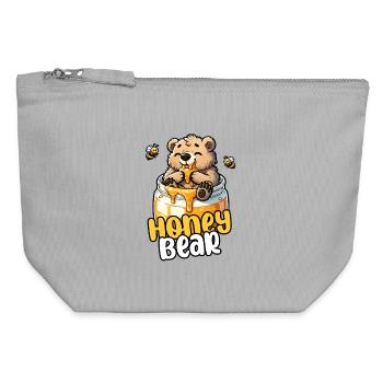 Honey Bear – süßer kleiner Bär im Honigtopf - Canvas Reißverschluss-Täschchen (12 x 13 cm) - Grau meliert - Vorne