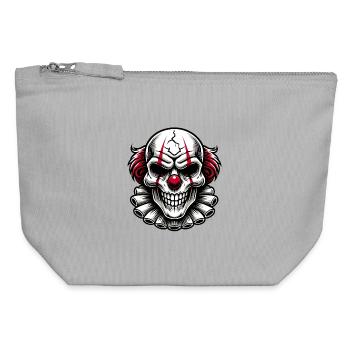 Clown effrayant maléfique Horreur Crâne Design - Pochette zippée en toile 12 x 13 cm - gris chiné - Devant