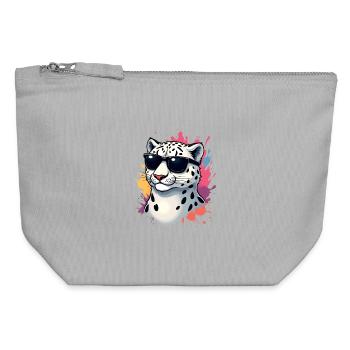 Lässiger Gepard mit Sonnenbrille - Canvas Reißverschluss-Täschchen (12 x 13 cm) - Grau meliert - Vorne